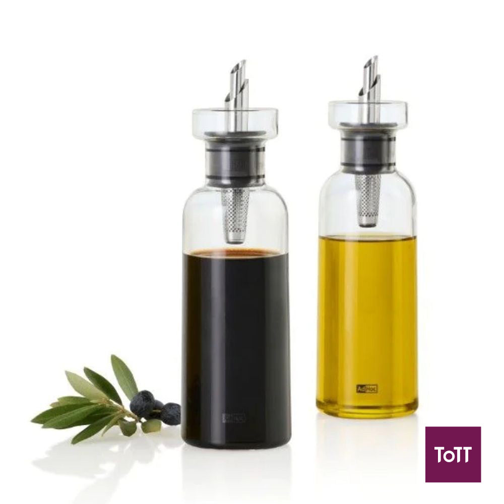 AdHoc AromaPour Glass Oil and Vinegar Pourer Set Ø5.8xH21cm, 2x300ml