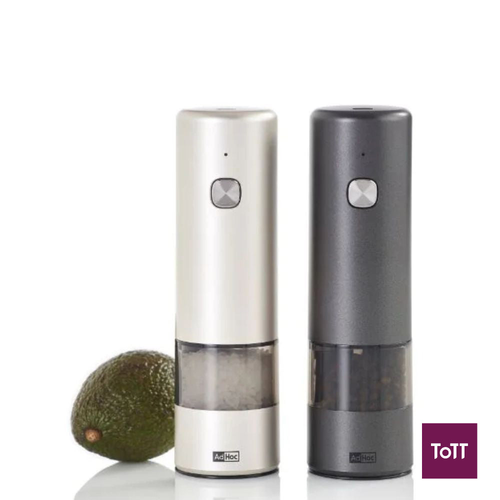 AdHoc I.Mill Ceracut Battery Operated Pepper and Salt Mill Ø5xH17cm, Dark Grey and Light