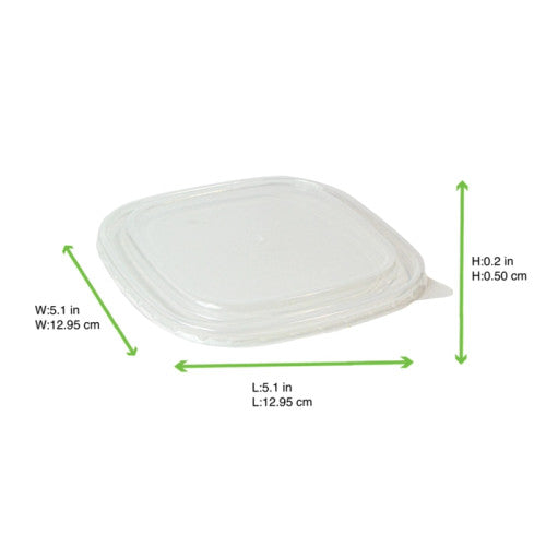Square PP Lid for the 210PCAR range 16-22oz L:5.1in W:5.1in H:0.2in - 50 pcs