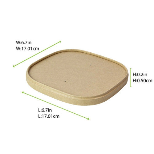 Square PP Lid for the 210PCAR range 25-46oz L:6.7in W:6.7in H:0.2in - 50 pcs