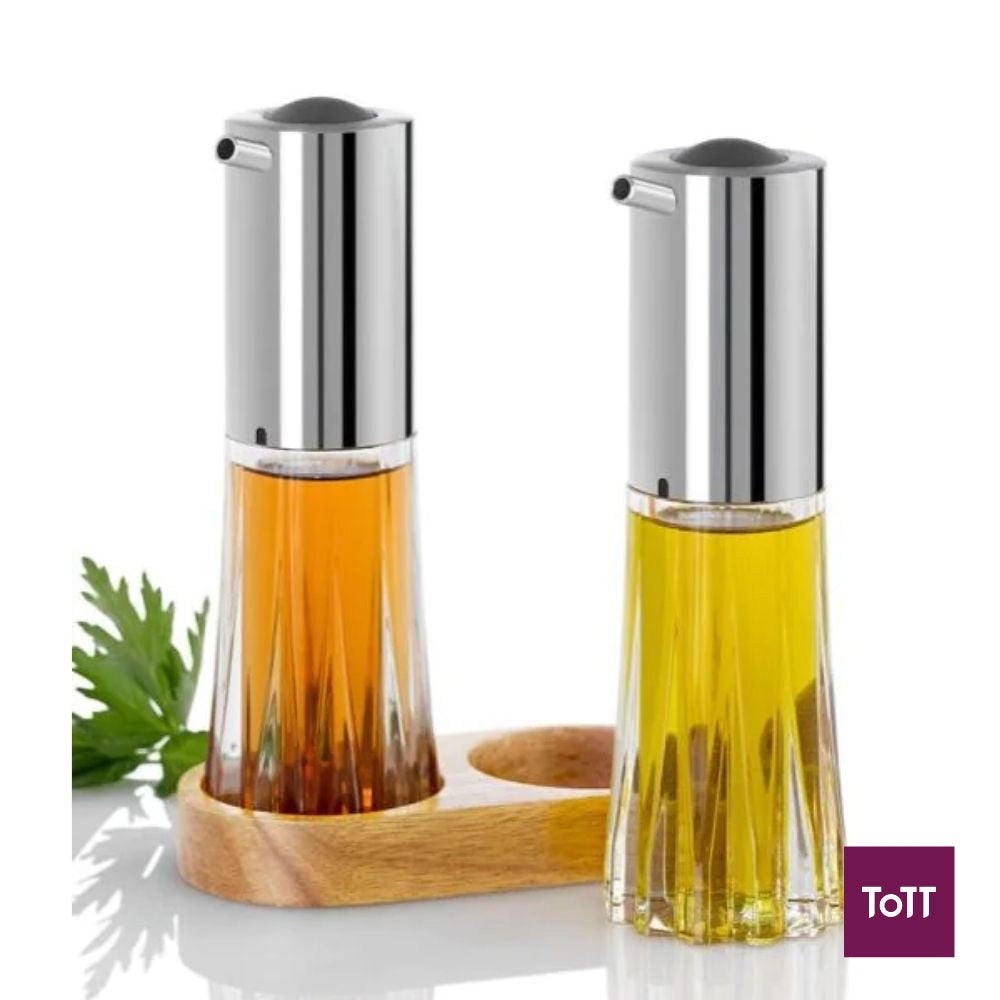 AdHoc Crystal Acrylic Oil & Vinegar Pourer With Stand L13.5xW6.7xH18.5cm, 2x75ml