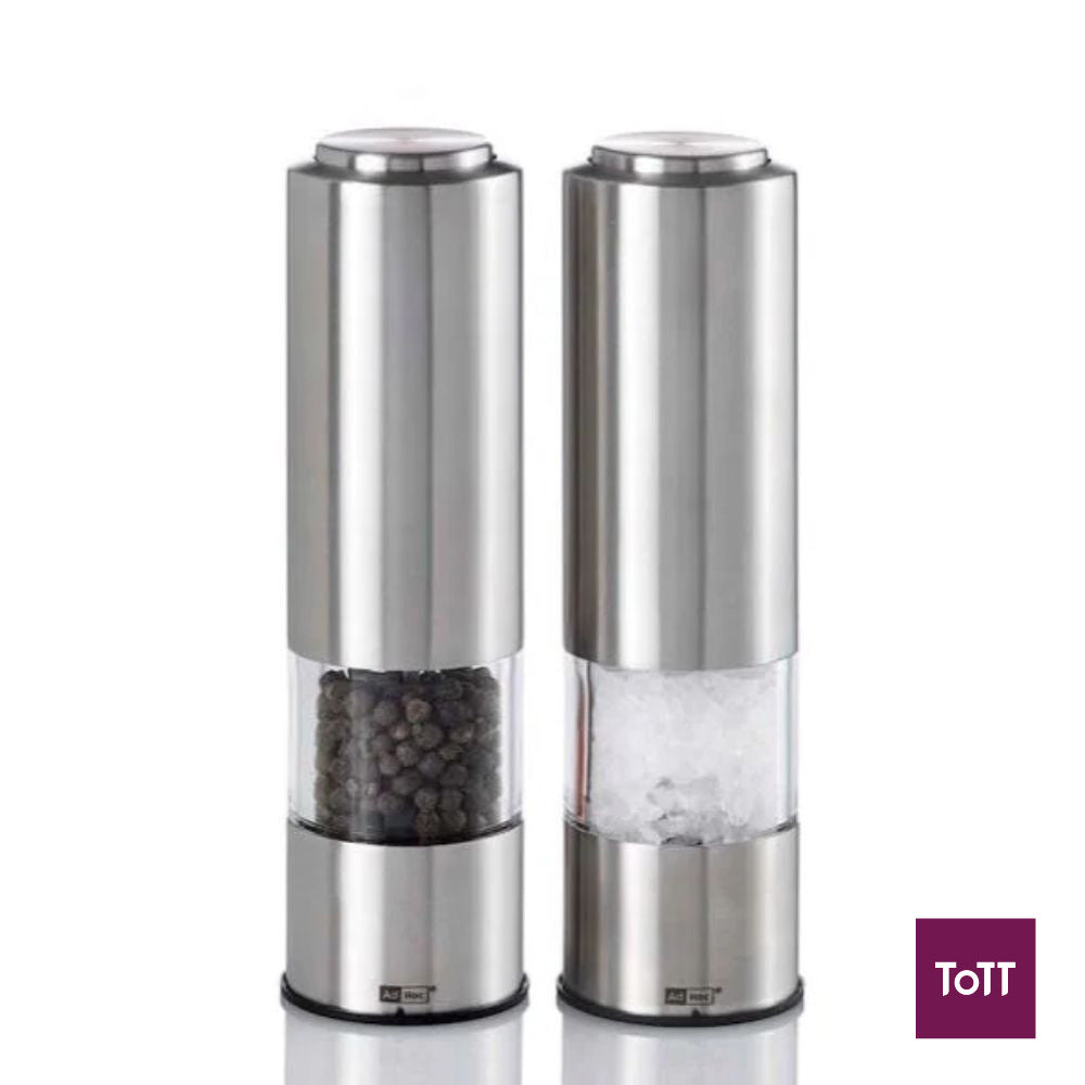 AdHoc Pepmatik Battery Operated Pepper and Salt Mill Set With Led Light Ø5xH19cm