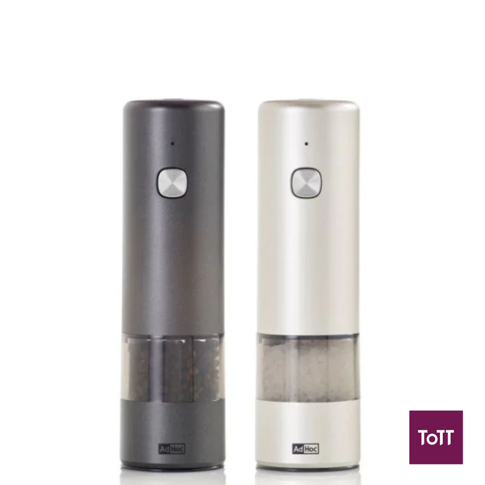 AdHoc I.Mill Ceracut Battery Operated Pepper and Salt Mill Ø5xH17cm, Dark Grey and Light