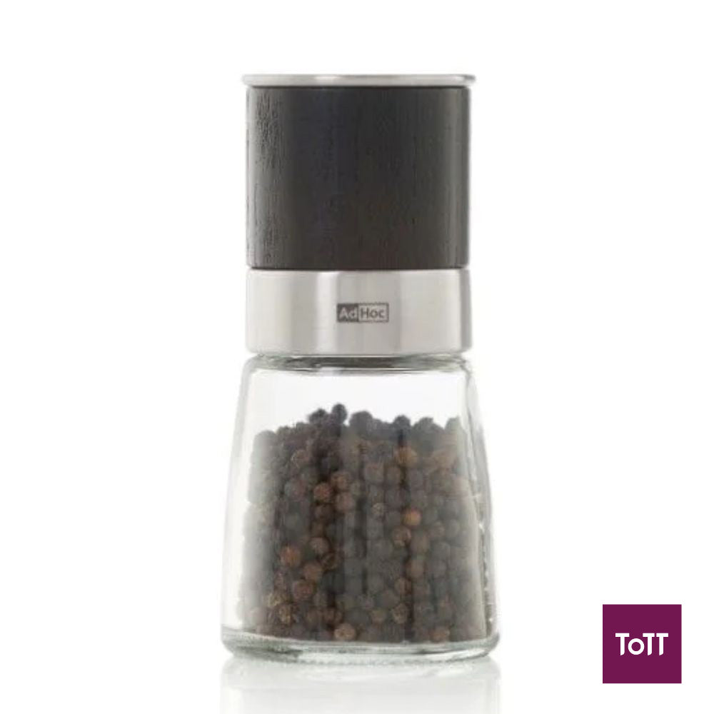 AdHoc Akasia Ceracut Glass Pepper Or Salt Mill Ø6.5xH13.5cm, Ash Wood Dark
