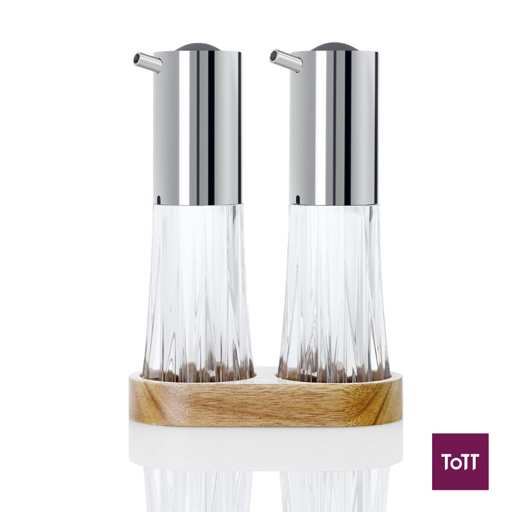 AdHoc Crystal Acrylic Oil & Vinegar Pourer With Stand L13.5xW6.7xH18.5cm, 2x75ml