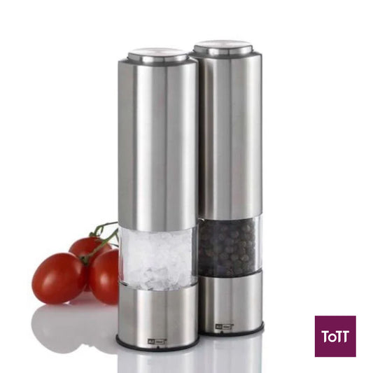 AdHoc Pepmatik Battery Operated Pepper and Salt Mill Set With Led Light Ø5xH19cm