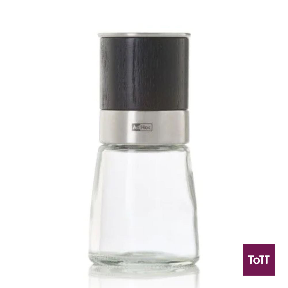 AdHoc Akasia Ceracut Glass Pepper Or Salt Mill Ø6.5xH13.5cm, Ash Wood Dark