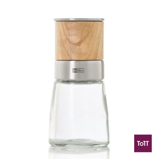 AdHoc Akasia Ceracut Glass Pepper Or Salt Mill Ø6.5xH13.5cm, Ash Wood Light