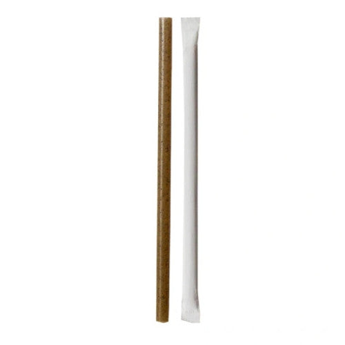 Compostable Wrapped Coffee Ground Cocktail Straw D:0.2in L:5.7in - 500 pcs