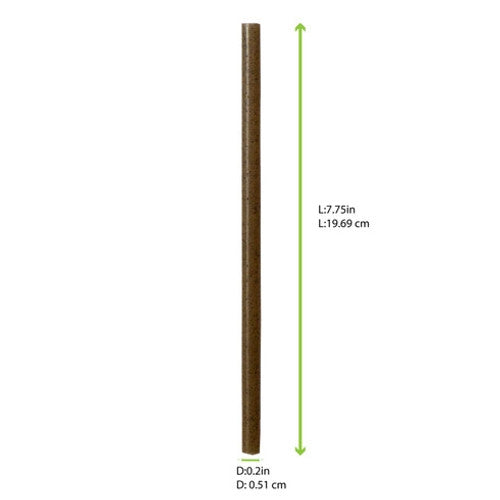 Compostable Coffee Ground Jumbo Straw D:0.2in L:7.75in - 200 pcs