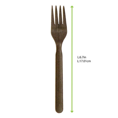 Compostable Wrapped Coffee Ground Fork L:6.7in - 100 pcs