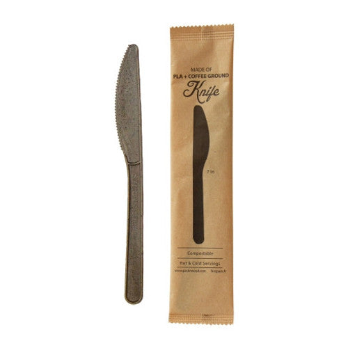Compostable Wrapped Coffee Ground Knife L:7in - 100 pcs