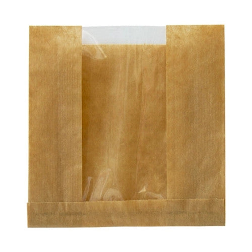 Brown Kraft Bag with Window L:6.7in W:6.7in H:1.8in - 1000 pcs