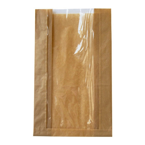 Brown Kraft Bag with Window L:14.2in W:8.7in H:3.9in - 500 pcs