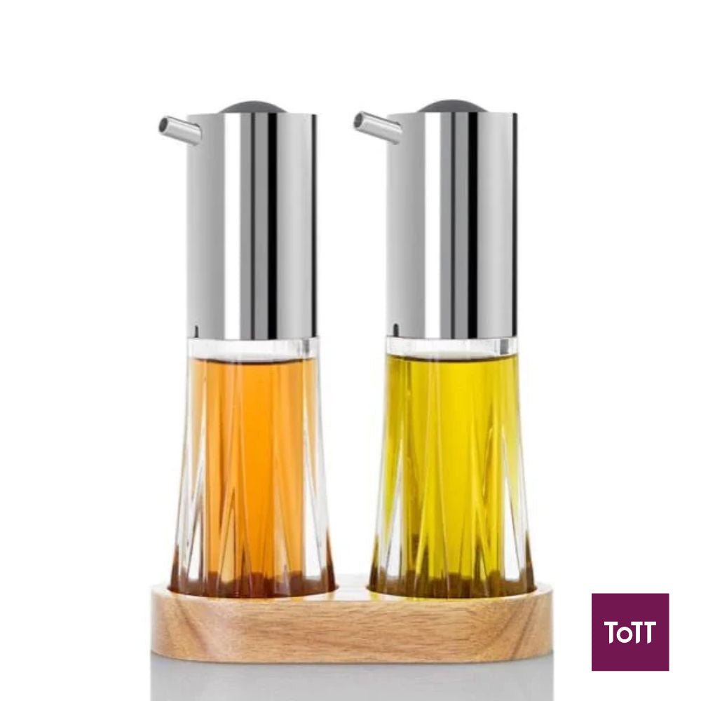 AdHoc Crystal Acrylic Oil & Vinegar Pourer With Stand L13.5xW6.7xH18.5cm, 2x75ml