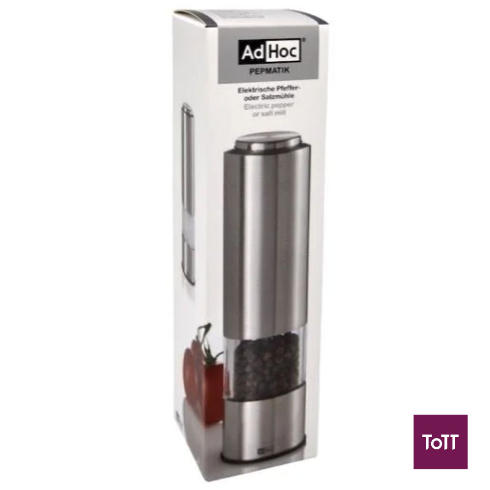 AdHoc Pepmatik Battery Operated Pepper and Salt Mill Set With Led Light Ø5xH19cm