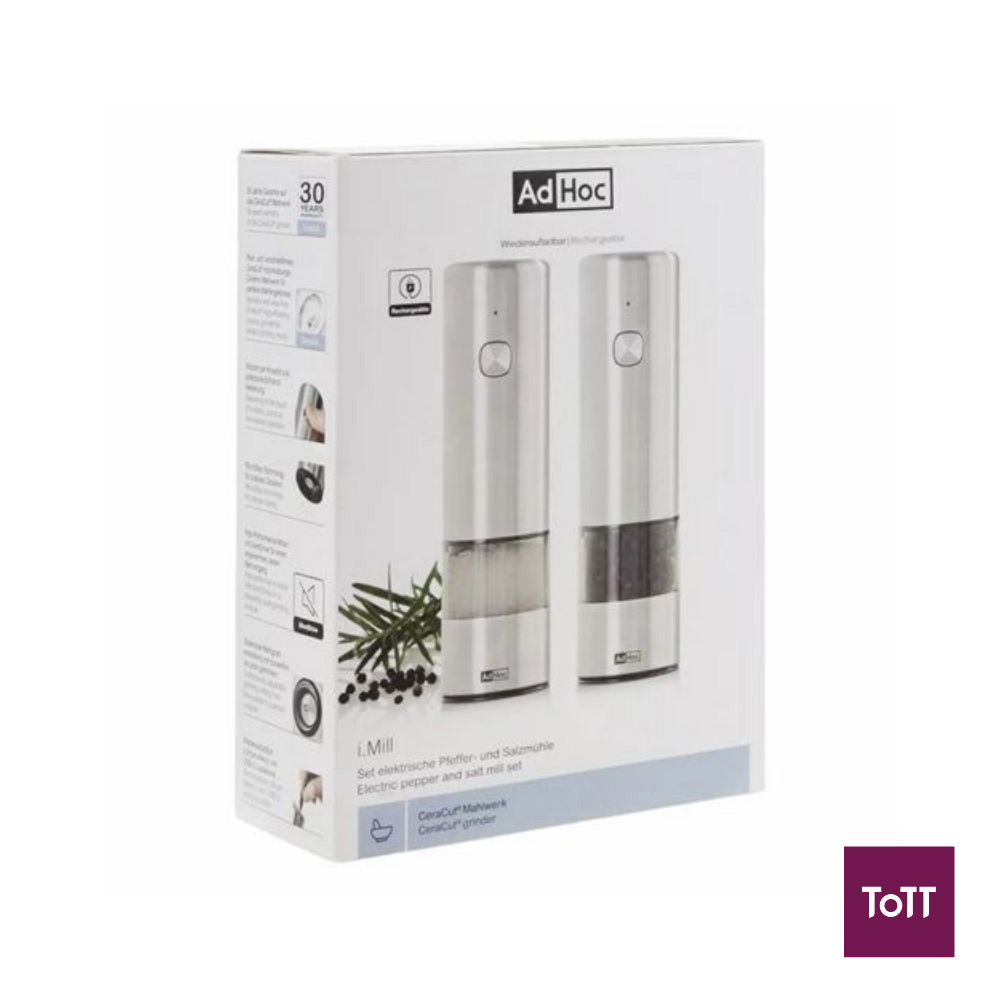 AdHoc I.Mill Ceracut Battery Operated Pepper and Salt Mill Ø5xH17cm