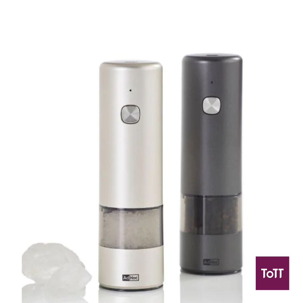 AdHoc I.Mill Ceracut Battery Operated Pepper and Salt Mill Ø5xH17cm, Dark Grey and Light