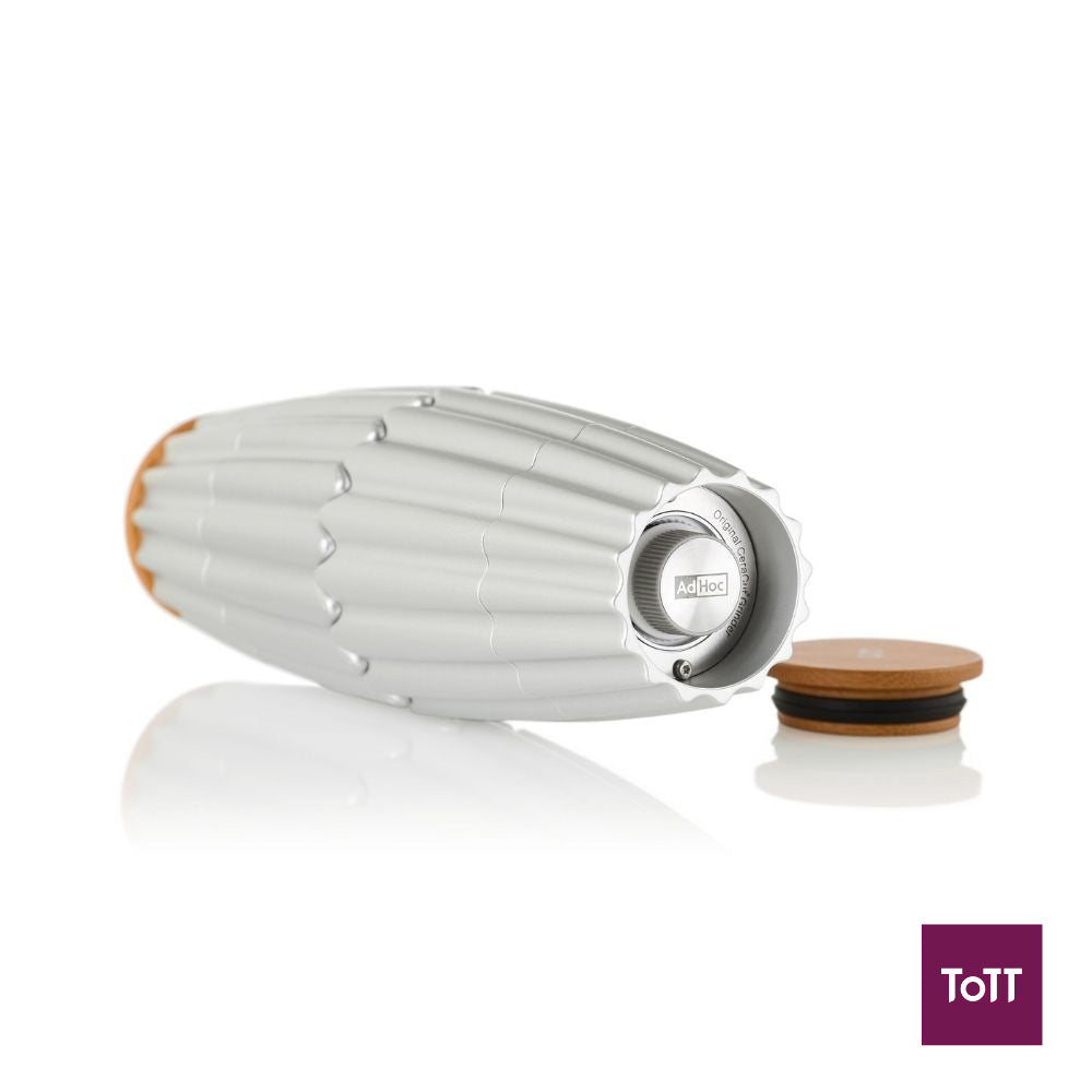 AdHoc Magtwo Ceracut Magnetic Pepper and Salt Double Mill Ø6.6xH19.5cm, Silver