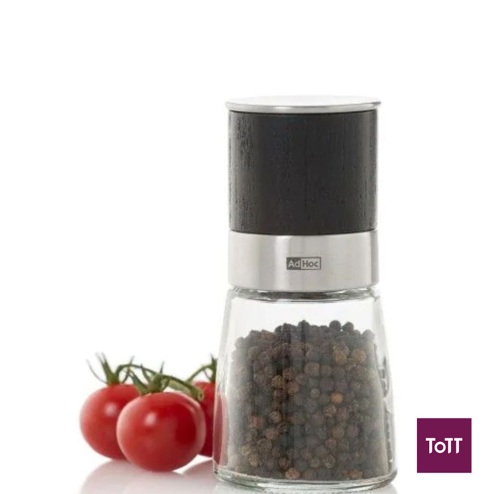 AdHoc Akasia Ceracut Glass Pepper Or Salt Mill Ø6.5xH13.5cm, Ash Wood Dark