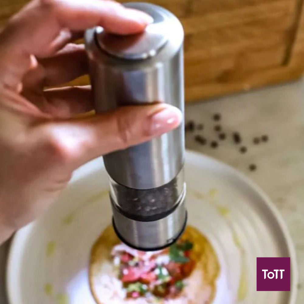 AdHoc Pepmatik Battery Operated Pepper and Salt Mill Set With Led Light Ø5xH19cm