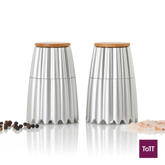 AdHoc Magtwo Ceracut Magnetic Pepper and Salt Double Mill Ø6.6xH19.5cm, Silver