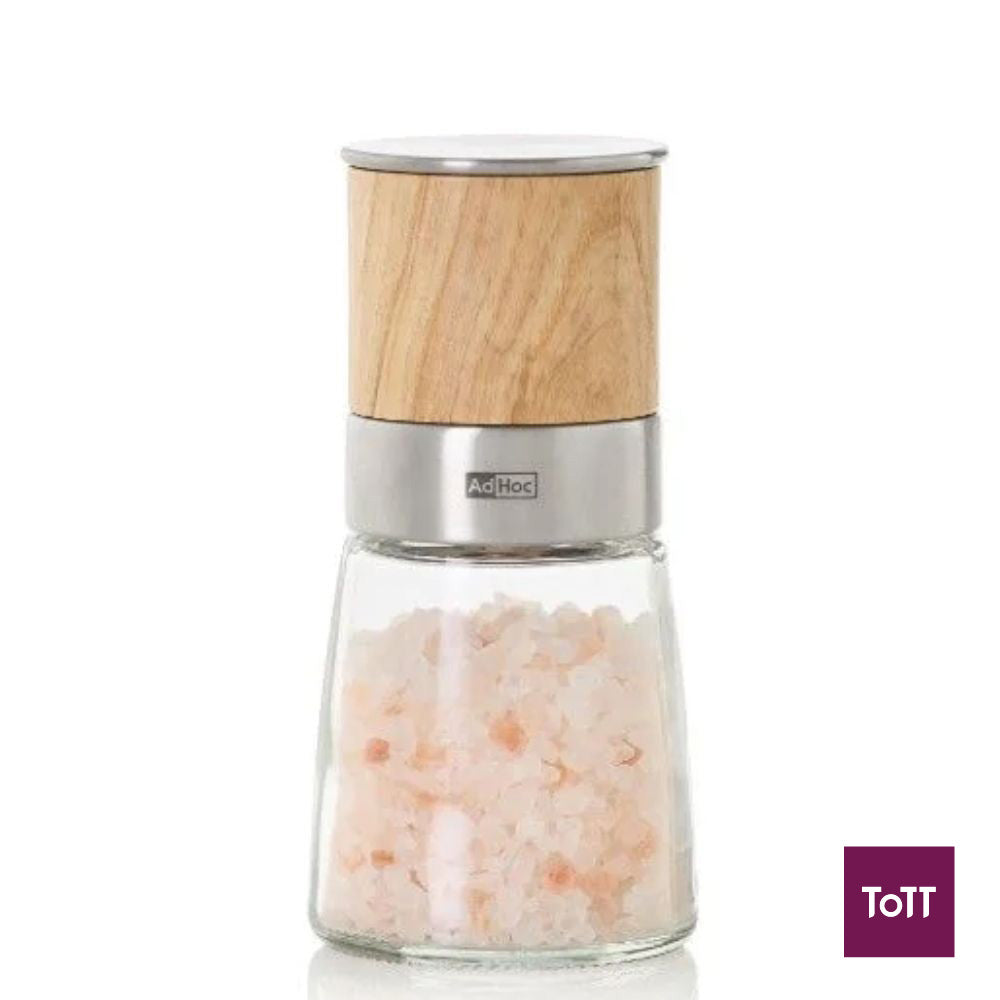 AdHoc Akasia Ceracut Glass Pepper Or Salt Mill Ø6.5xH13.5cm, Ash Wood Light