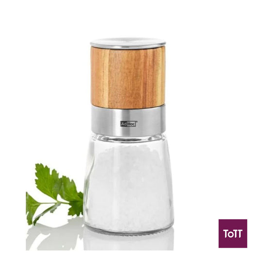 AdHoc Akasia Ceracut Glass Pepper Or Salt Mill Ø6.5xH13.5cm, Acacia Wood