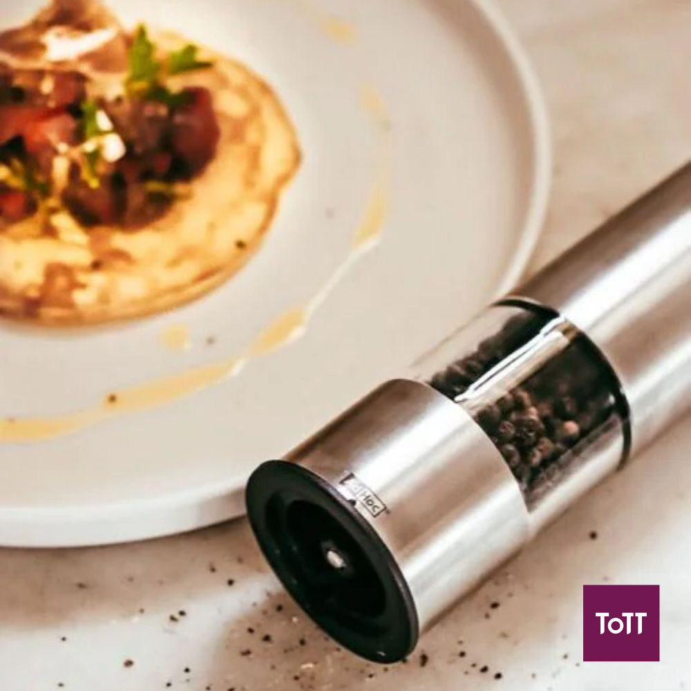 AdHoc Pepmatik Battery Operated Pepper and Salt Mill Set With Led Light Ø5xH19cm