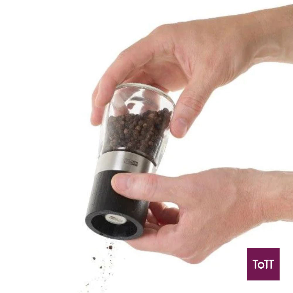 AdHoc Akasia Ceracut Glass Pepper Or Salt Mill Ø6.5xH13.5cm, Ash Wood Dark