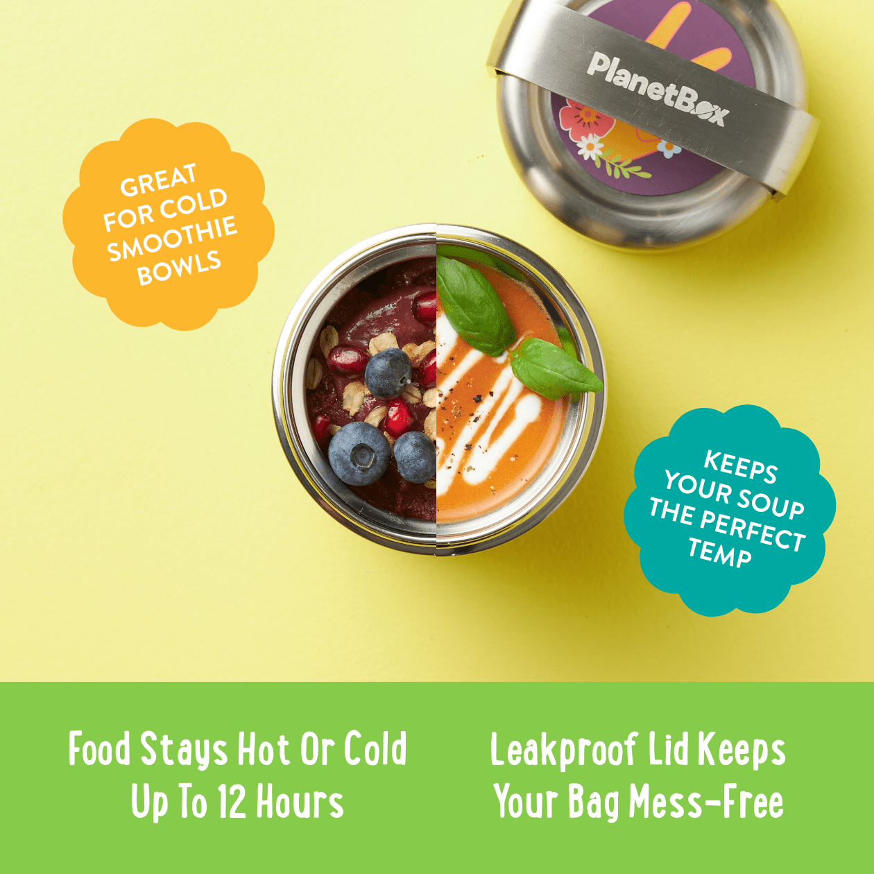 Insulated Hot or Cold Food Container with Magnet
