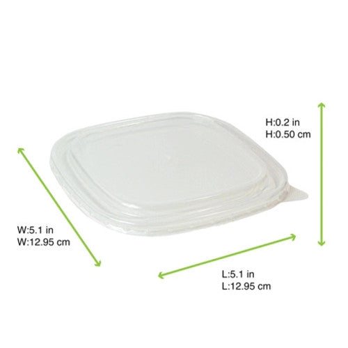 Square PET Lid for the 210PCAR range 16-22oz L:5.1in W:5.1in H:0.2in - 50 pcs